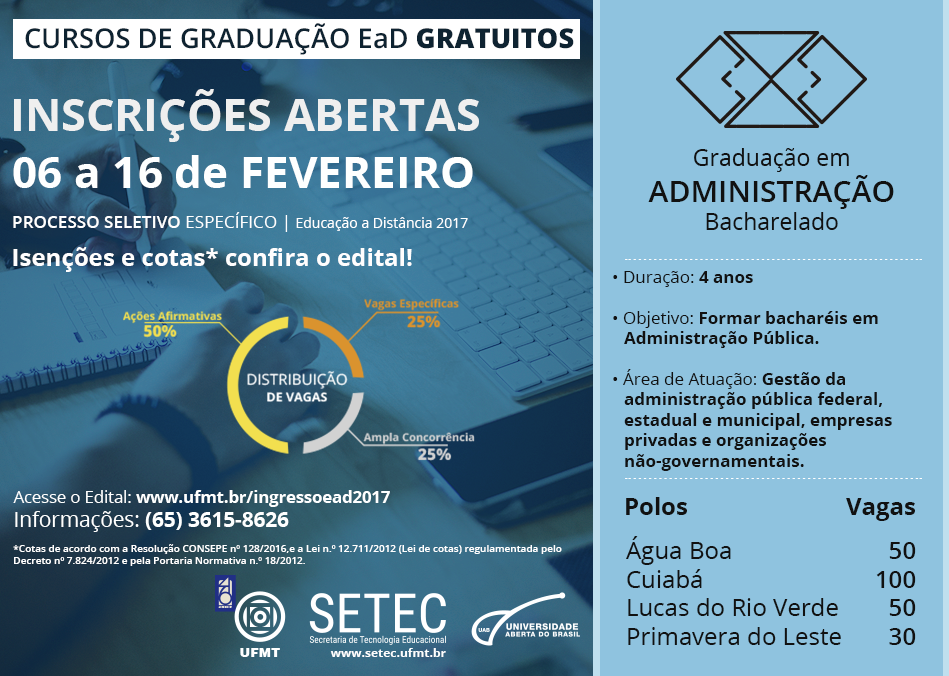 UFMT e Seges oferecem vagas em Administração Pública a servidores do Estado